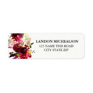 Burgundy Floral Watercolor Address Labels