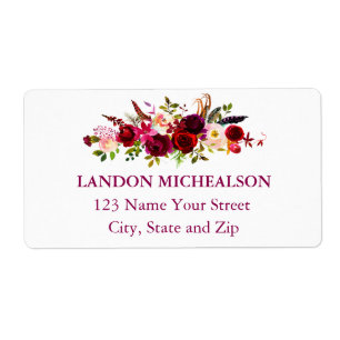 Burgundy Floral Watercolor Address Labels