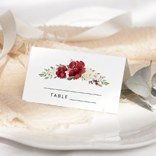 Burgundy floral Watercolor wedding place cards