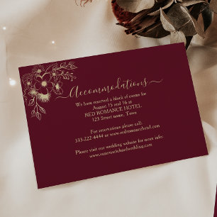 Burgundy Floral Wedding Accommodation Card