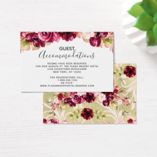 Burgundy Floral Wedding Accommodations Insert Card