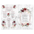 Burgundy Floral Wedding Booklet Program 1/2 pages