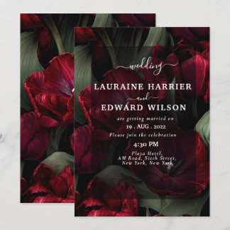 burgundy floral wedding design featuring rich wine invitation