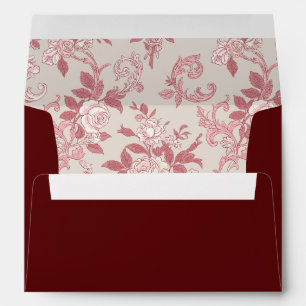 Burgundy Floral Wedding Envelope With Liner
