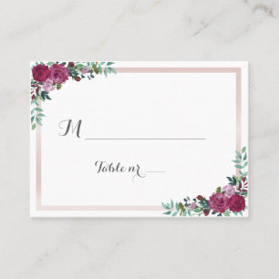 Burgundy Floral Wedding escort card