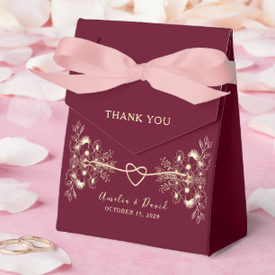 Burgundy Floral Wedding Favour Box