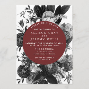 Burgundy Floral Wedding Invitation