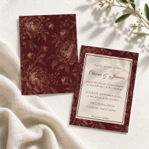 Burgundy Floral Wedding Invitation