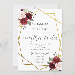Burgundy Floral Wedding Invitation