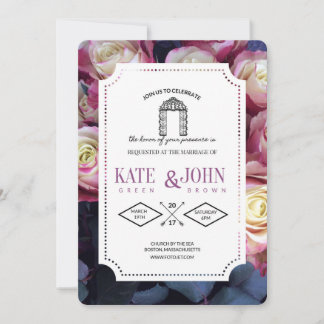 Burgundy Floral Wedding Invitation Template