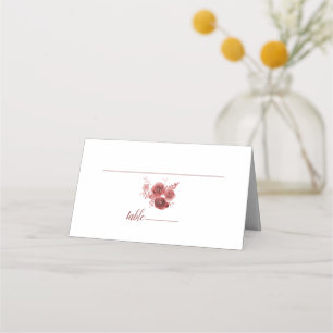 Burgundy floral Wedding Place Card