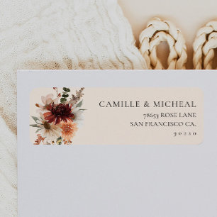 Burgundy Floral Wedding Return Address Label