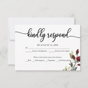 Burgundy Floral Wedding RSVP Enclosure Cards