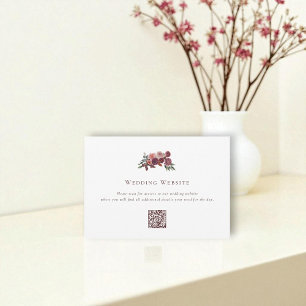 Burgundy Floral Wedding Website Enclosure Card