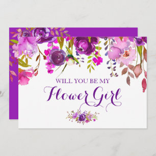 Burgundy Floral Will You Be My Flower Girl Card