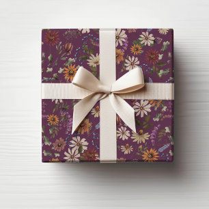 Burgundy Floral Wrapping Paper