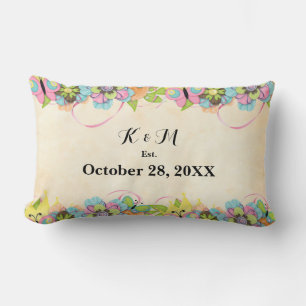 Burgundy Floral Wreath Lumbar Cushion