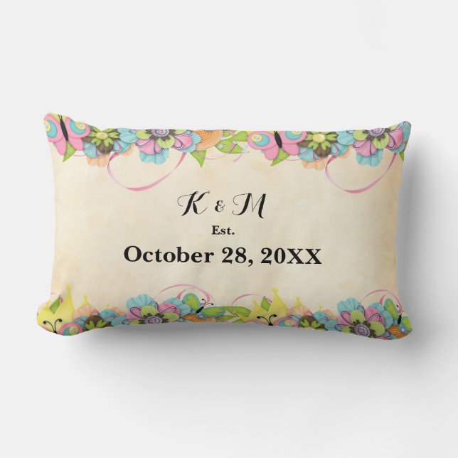 Burgundy Floral Wreath Lumbar Cushion (Front)