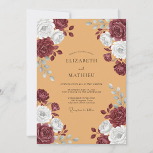 Burgundy Flourishing Bloom Wedding Invitation
