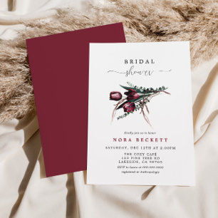 Burgundy Flower Bunch Bridal Shower Invitation