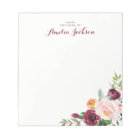 Burgundy Flower Personalised Notepad Stationery