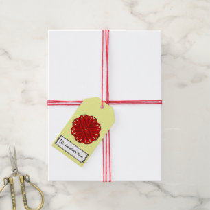 Burgundy Flower Ribbon by Kenneth Yoncich Gift Tags