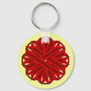 Burgundy Flower Ribbon by Kenneth Yoncich Key Ring