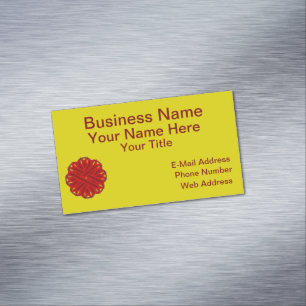 Burgundy Flower Ribbon by Kenneth Yoncich Magnetic Business Card