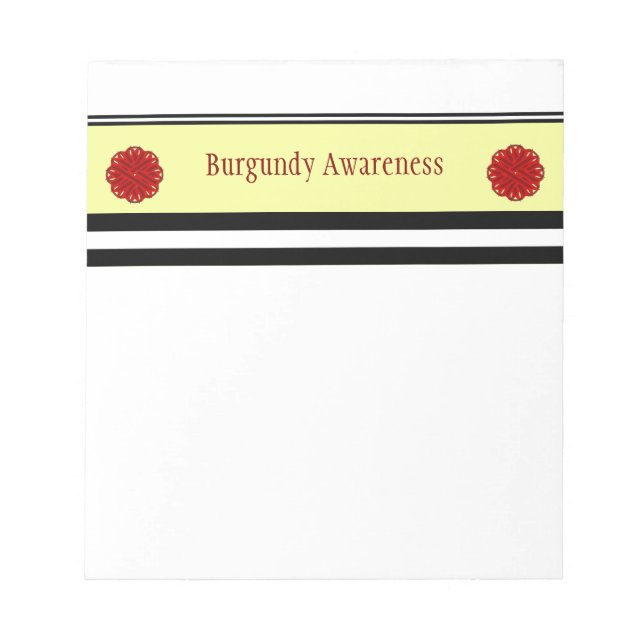 Burgundy Flower Ribbon by Kenneth Yoncich Notepad (Front)