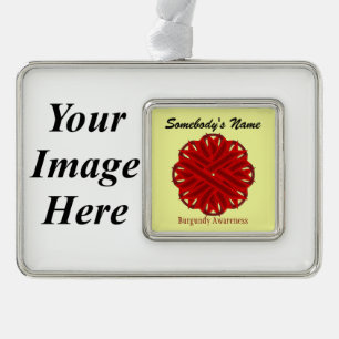 Burgundy Flower Ribbon Tmpl(H-I)by Kenneth Yoncich Silver Plated Framed Ornament