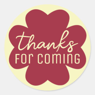 Burgundy Flower Thanks for Coming Classic Round Sticker