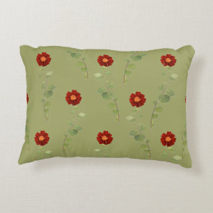 Burgundy flowers and green: decorative cushion