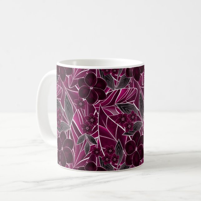 Burgundy flowers. coffee mug (Front Left)