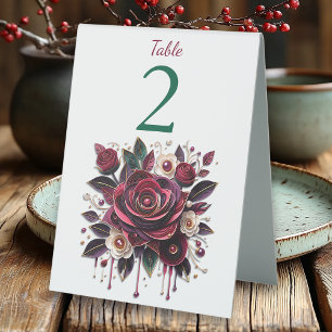 Burgundy Flowers, Foliage and Pearls Personalised