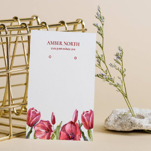 Burgundy Flowers Jewellery Earring Display Business Card