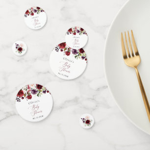 Burgundy Flowers, Pink Flowers, Boho, Baby Shower Confetti