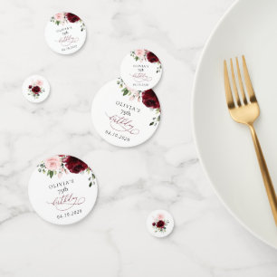 Burgundy Flowers, Pink Flowers, Boho, Birthday Confetti