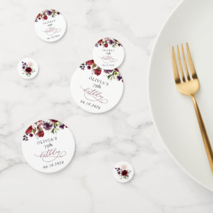 Burgundy Flowers, Pink Flowers, Boho, Birthday Confetti