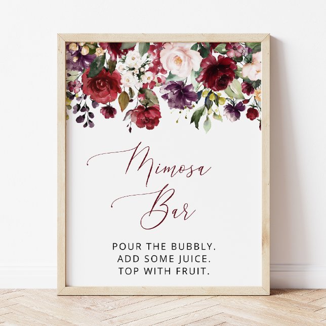 Burgundy Flowers, Pink Flowers, Boho, Mimosa Bar  Poster (Creator Uploaded)