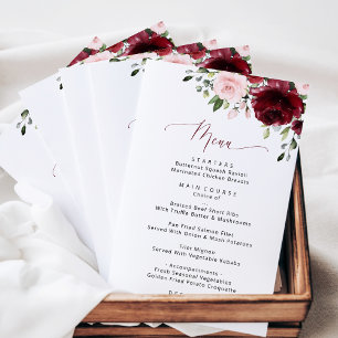 Burgundy Flowers, Pink Flowers, Bridal Shower Menu