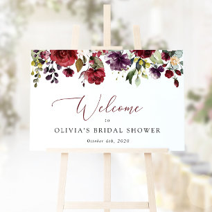 Burgundy Flowers, Pink Flowers, Bridal Welcome Poster