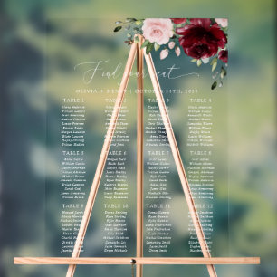 Burgundy Flowers, Pink Flowers, Seating Chart