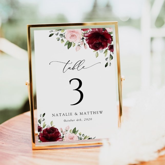 Burgundy Flowers, Pink Flowers, Table Numbers (Creator Uploaded)