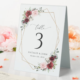 Burgundy Flowers, Pink Flowers, Table Numbers