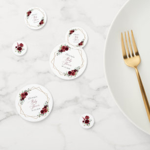 Burgundy Flowers, Red Flowers, Baby Shower Confetti