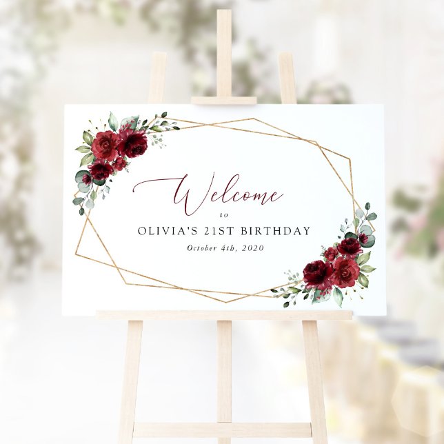 Burgundy Flowers, Red Flowers, Birthday Welcome Poster (Creator Uploaded)