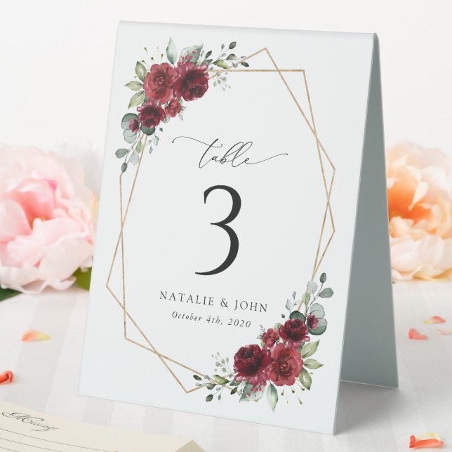 Burgundy Flowers, Red Flowers, Boho, Table Numbers (In SItu (Wedding))