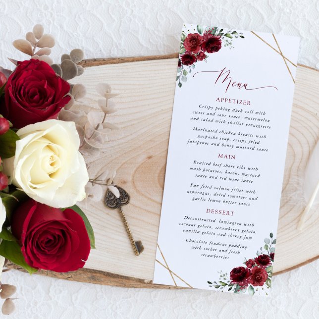 Burgundy Flowers, Red Flowers, Bridal Shower Menu (Creator Uploaded)