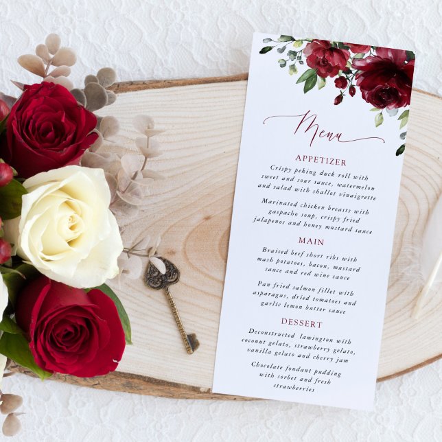 Burgundy Flowers, Red Flowers, Bridal Shower Menu (Creator Uploaded)