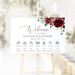 Burgundy Flowers, Red Flowers, Wedding Timeline Poster